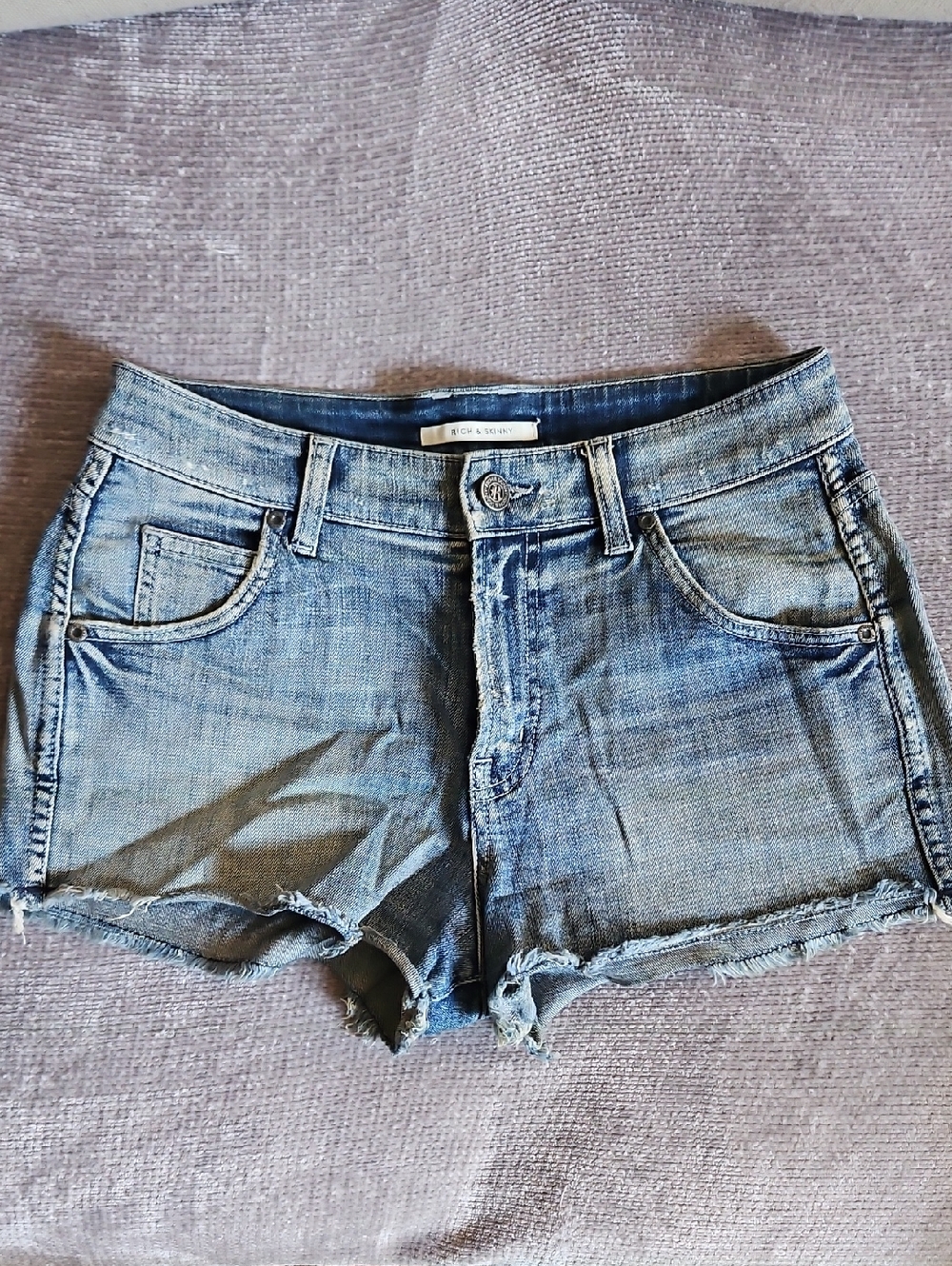 Rich & Skinny Distressed Denim Cutoff Shorts - Blue
